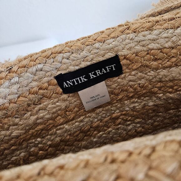 Antik Kraft Anthropologie | Jute Hashree Straw Tote Wooden Handles Womens - Picture 6 of 6